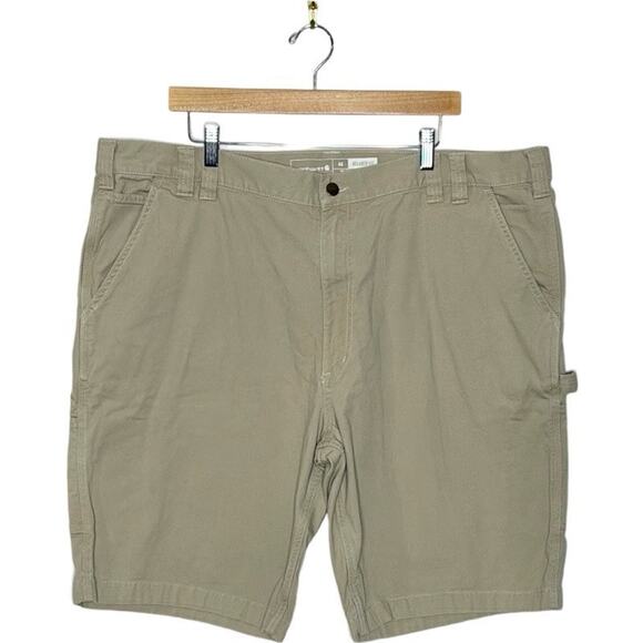 Carhartt Mens Rugged Flex Relaxed Fit Canvas Work Shorts 44 Inseam 11” Tan - Picture 1 of 8